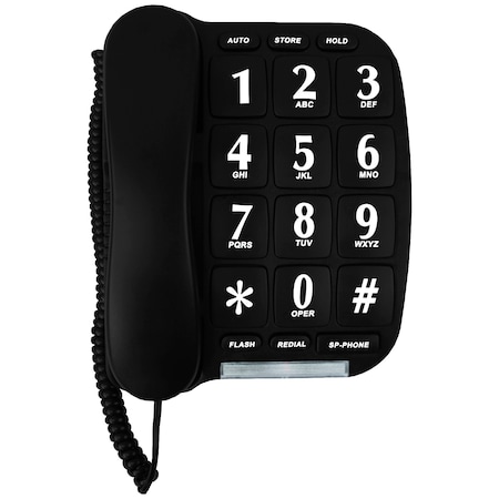 BLUE DONUTS Black Big Button Phone for wall or desk with Speaker and Memory BD3485214